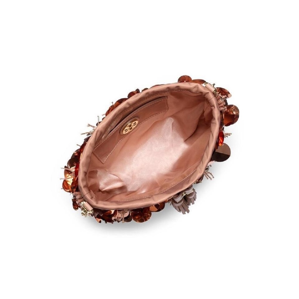 Tory Burch Flower Sequined Rose Gold Bag NWT - Picture 4 of 7